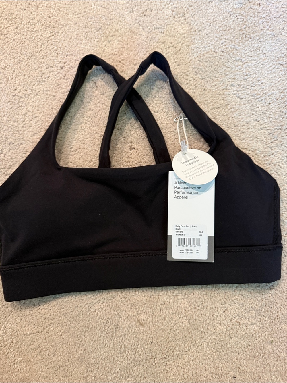 Vuori Daily Form Bra Black XS NWT